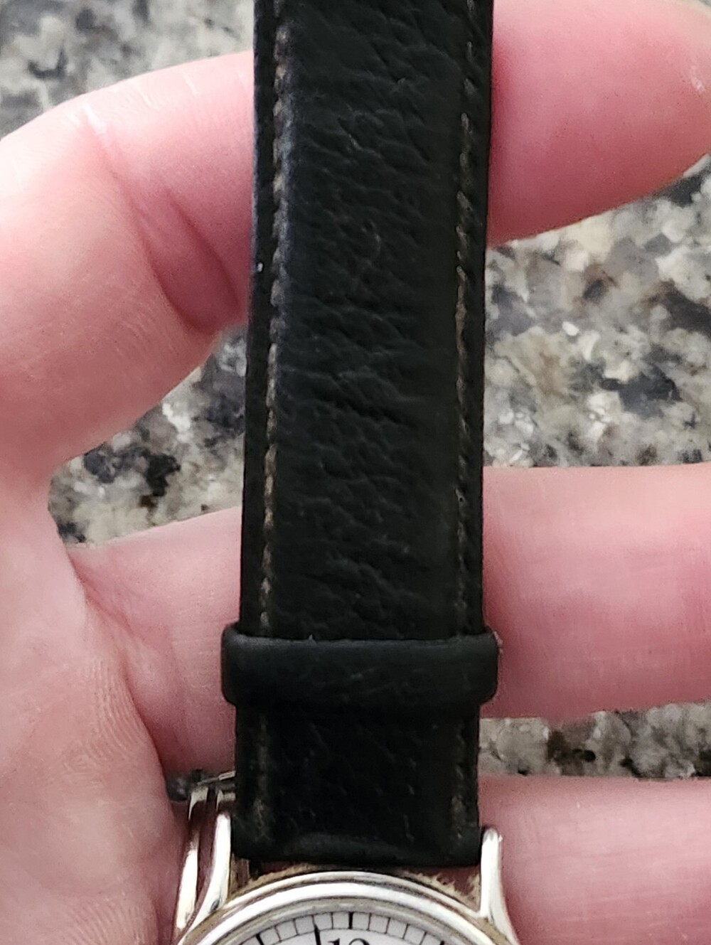 Vtg 90's Tiffany & Co. White Dial Black Leather Strap Watch - Picture 6 of 16